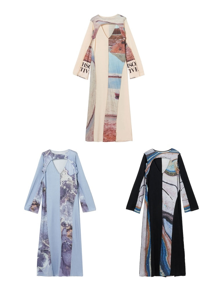 【4月上旬頃 お届け】Art Print Layered Dress