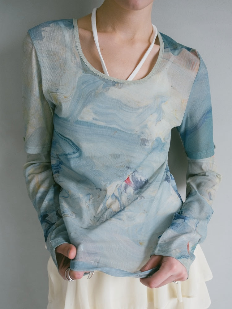最終値下げ】 sahara Art Print 2way Sleeve Top
