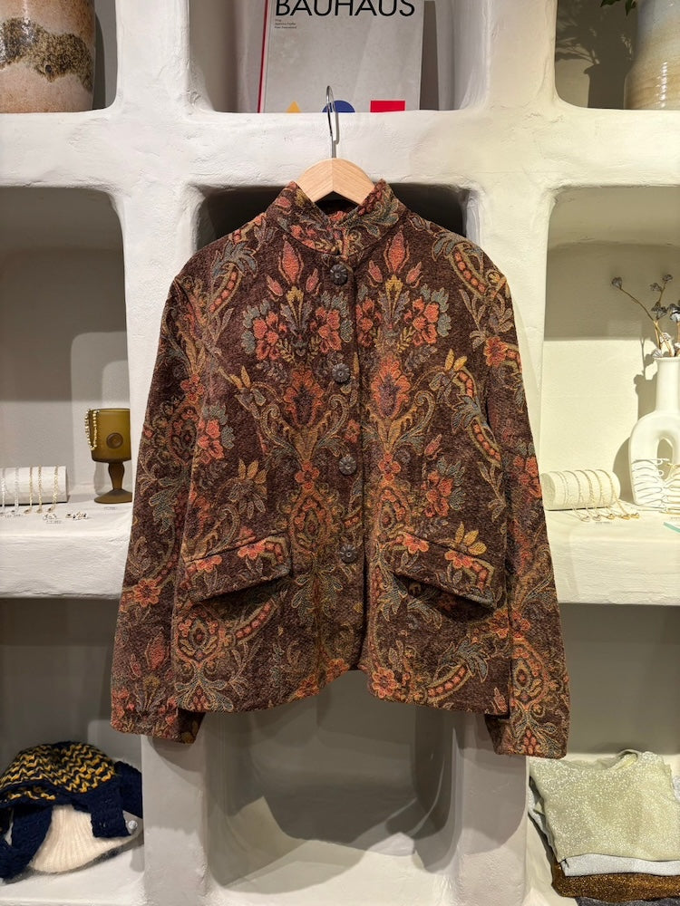 Stand Collar Jacquard Jacket