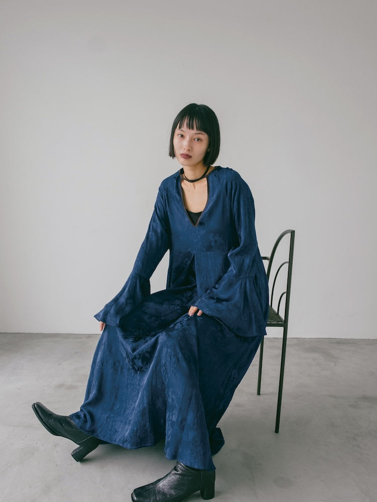 Flower Jacquard Piping Dress – MARTE