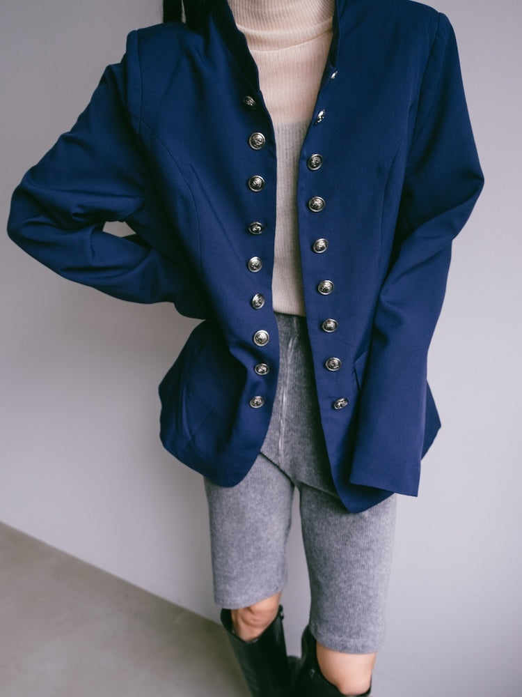 Navy Stand Collar Jacket