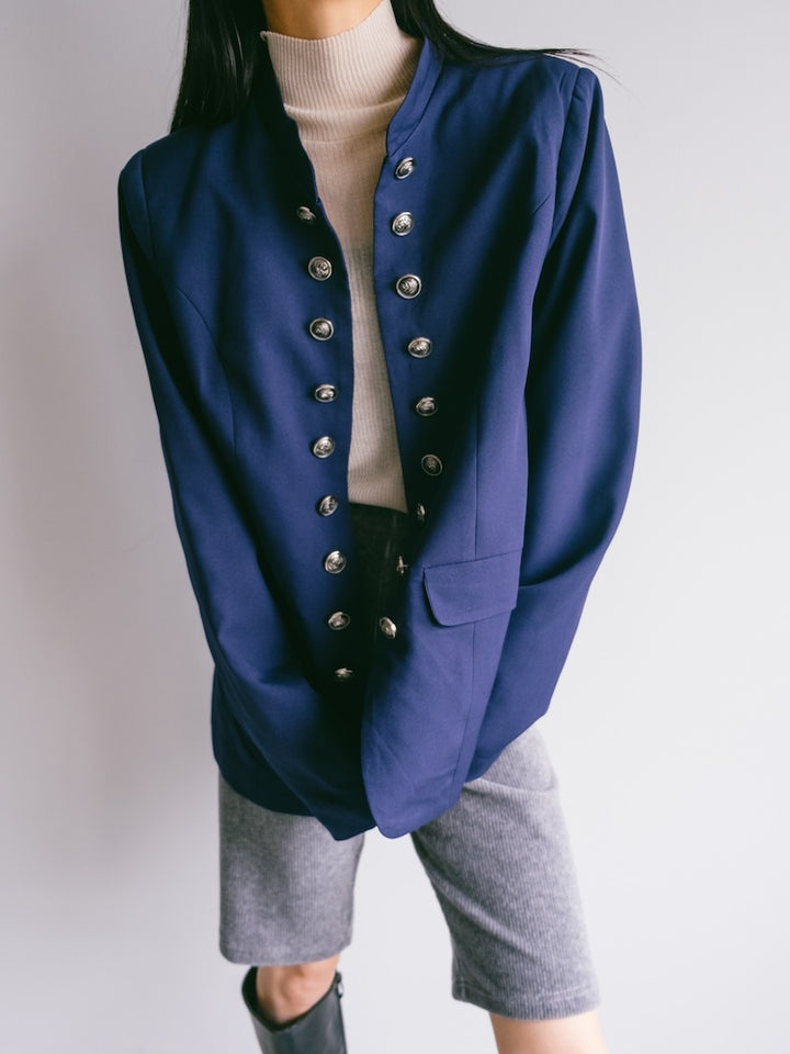 Navy Stand Collar Jacket