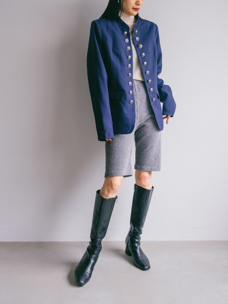 Navy Stand Collar Jacket