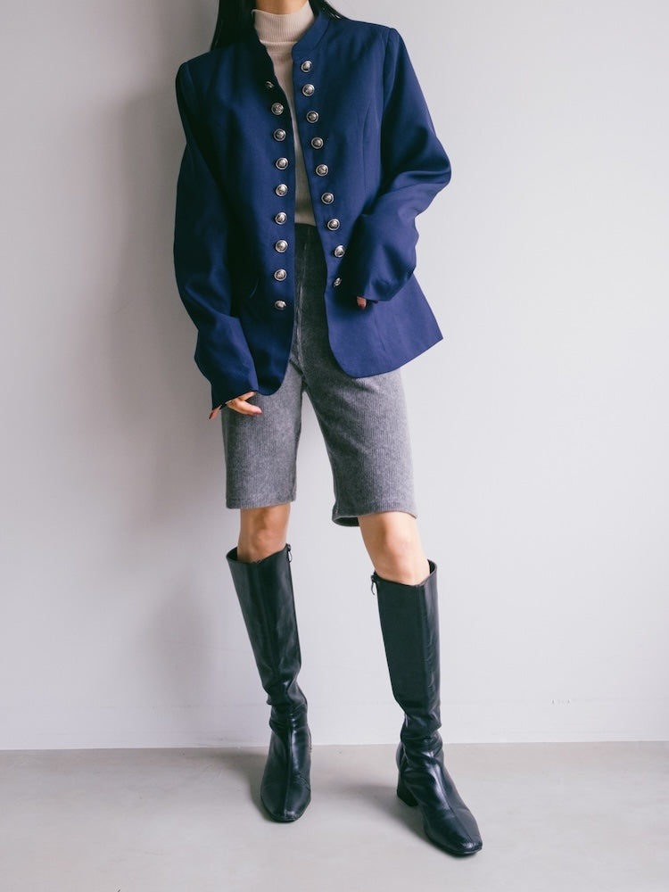 Navy Stand Collar Jacket