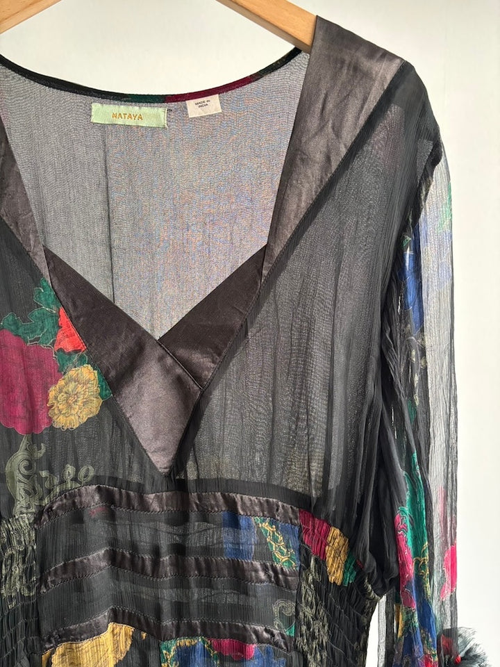 Black Flower Sheer Dress