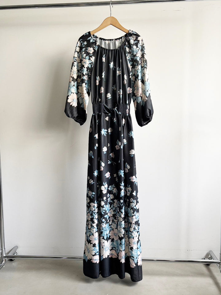 Polyester Black Flower Dress