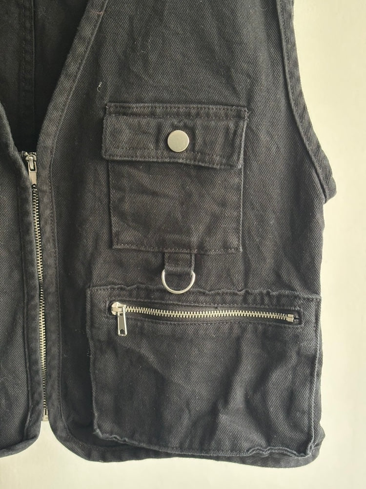 Black Fishing Design Vest