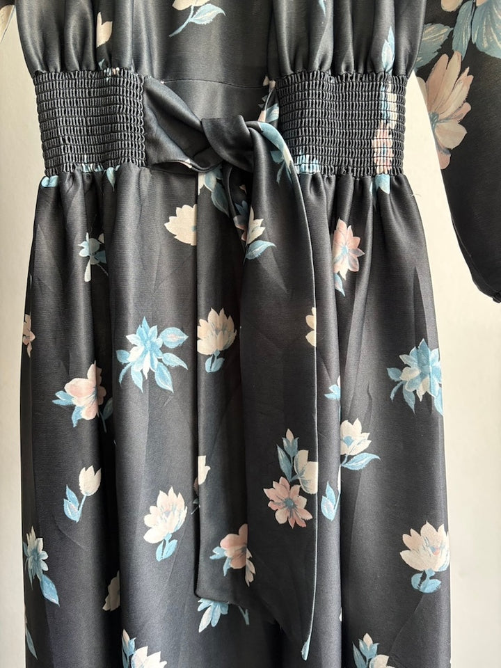 Polyester Black Flower Dress