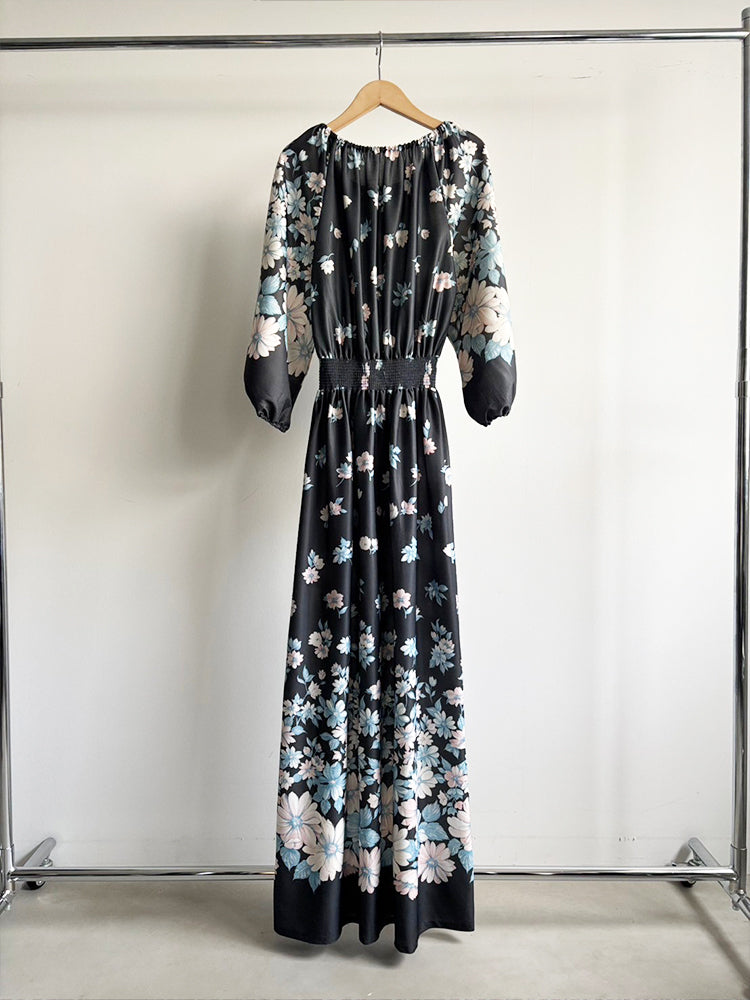 Polyester Black Flower Dress
