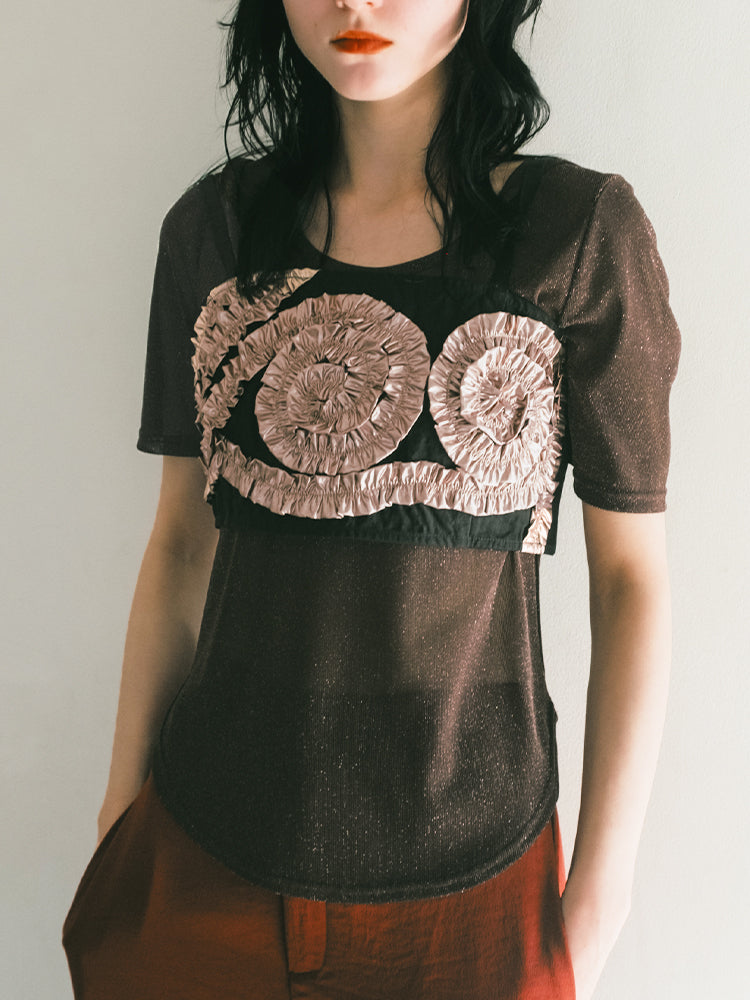 トップス Art Print Rib Knit MARTE sahara MARTE | sahara New Arrival｜1.22 Wed. ◾ Striped Glitter