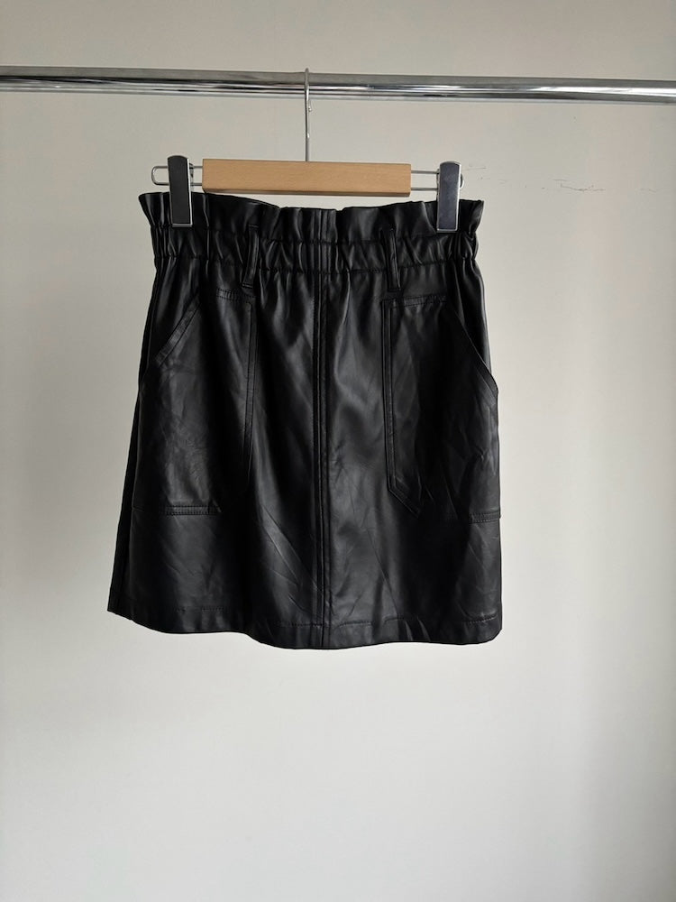 Waist Design Leather Skirt