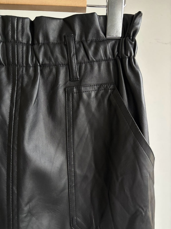 Waist Design Leather Skirt