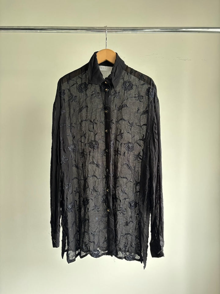 Embroidery Rose Sheer Shirt
