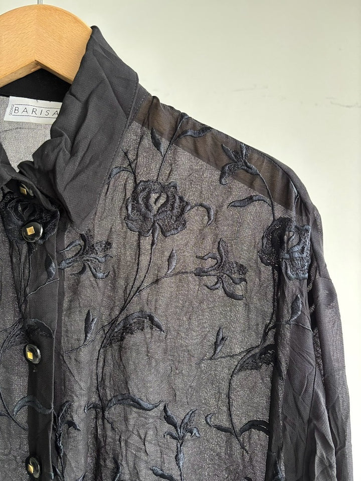 Embroidery Rose Sheer Shirt