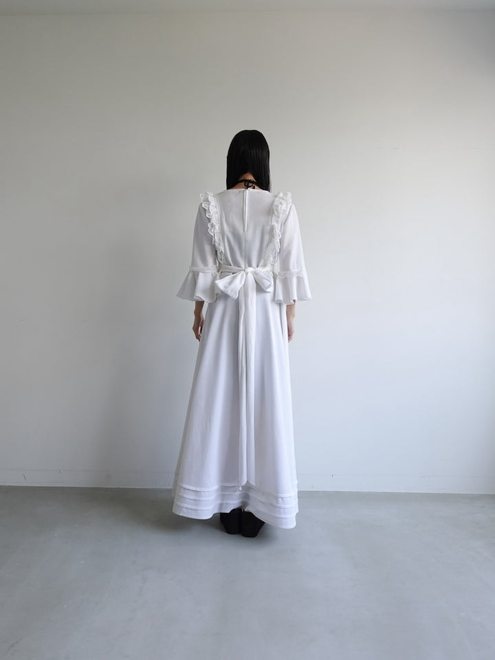 70s Off White Frill Dress