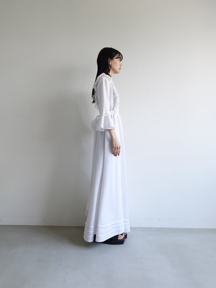 70s Off White Frill Dress