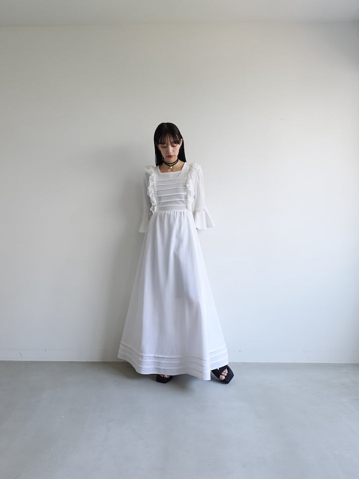70s Off White Frill Dress