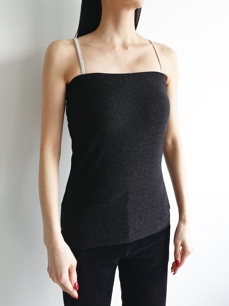 Bi-color Bare Camisole|ラメ生地のカップ付きインナー Bi-color Bare Camisole|ラメ生地のカップ付きインナー