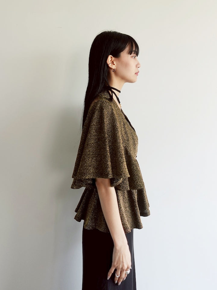 Peplum Gold Lame Top