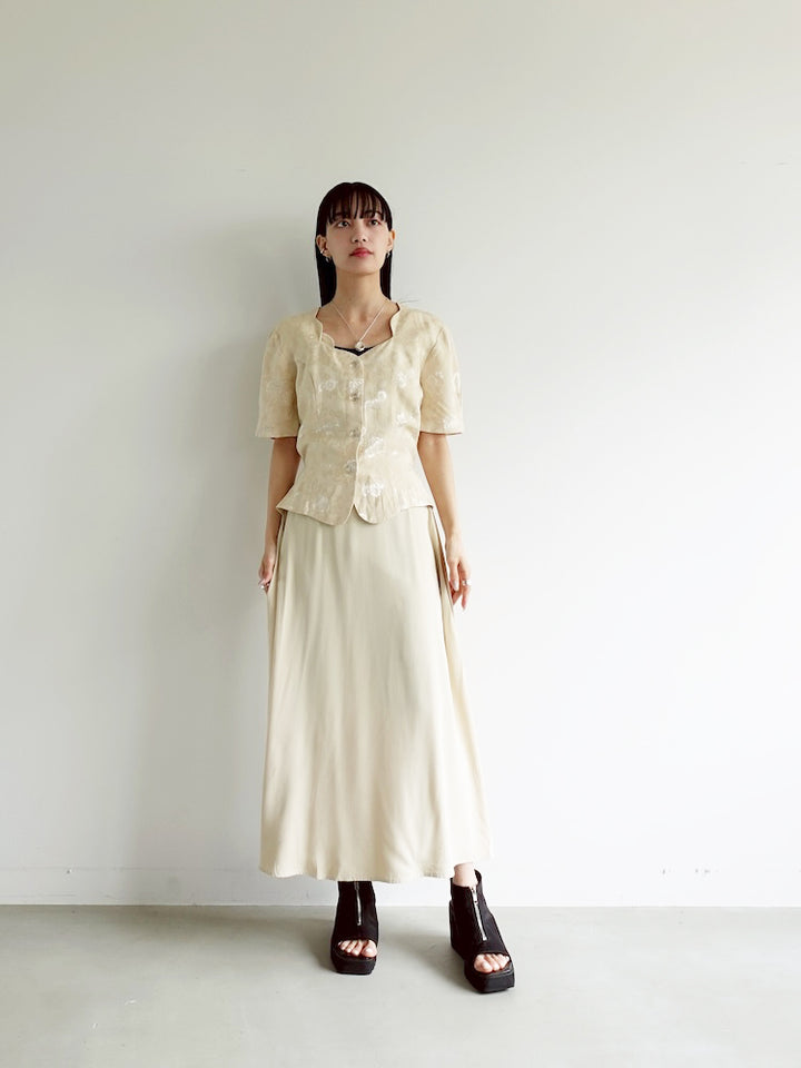 70s Satin Jacquard Layered Dress