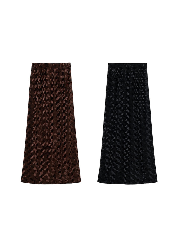 Emboss Velour Long Skirt