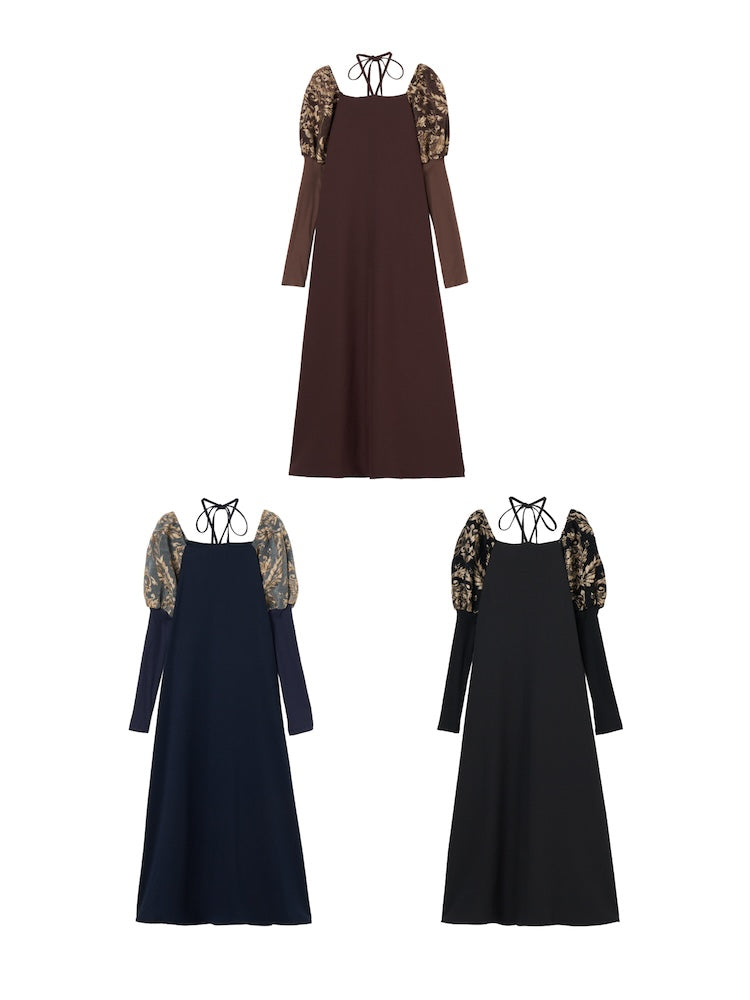 Jacquard Bud Sleeve Dress｜結婚式やお呼ばれドレス｜ジャガード