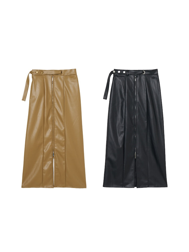 Belt Design Zip Skirt｜フェイクレザースカート – MARTE