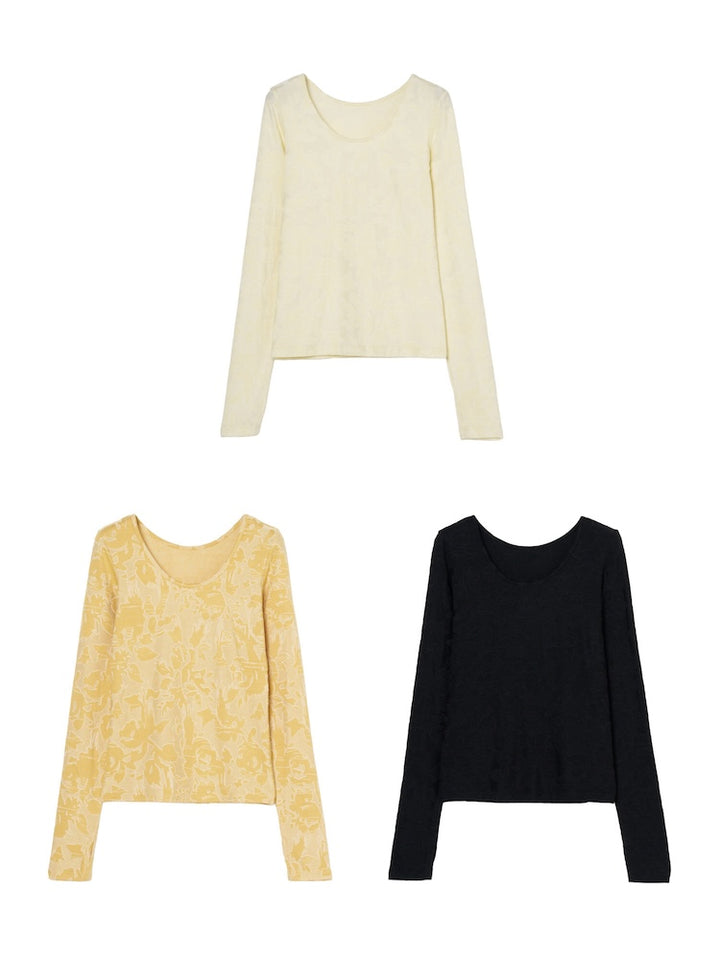 【9月13日(土) 12:00販売開始】Leaf Emboss Long Sleeve Top