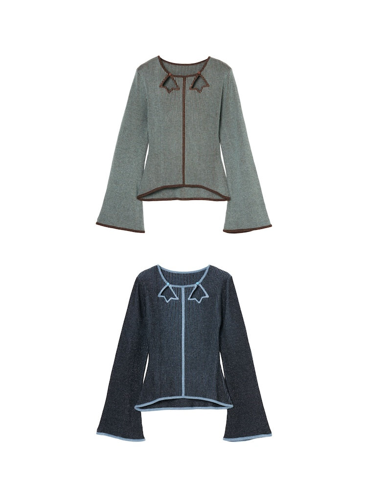 【10月24日(金) 12:00販売開始】Leaf Cut-Out Bicolor Knit