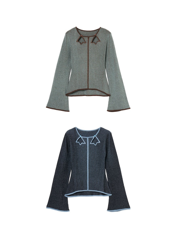 【10月24日(金) 12:00販売開始】Leaf Cut-Out Bicolor Knit