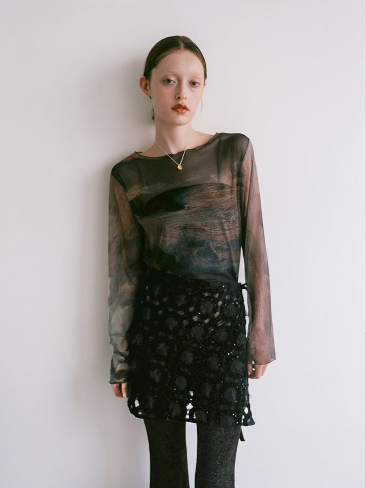 Multiway Openwork Apron / Black モデル身長：170cm