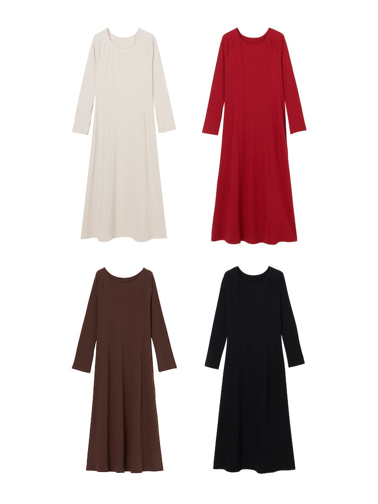 【12月20日(土) 12:00販売開始】Uneck Rib Long Dress