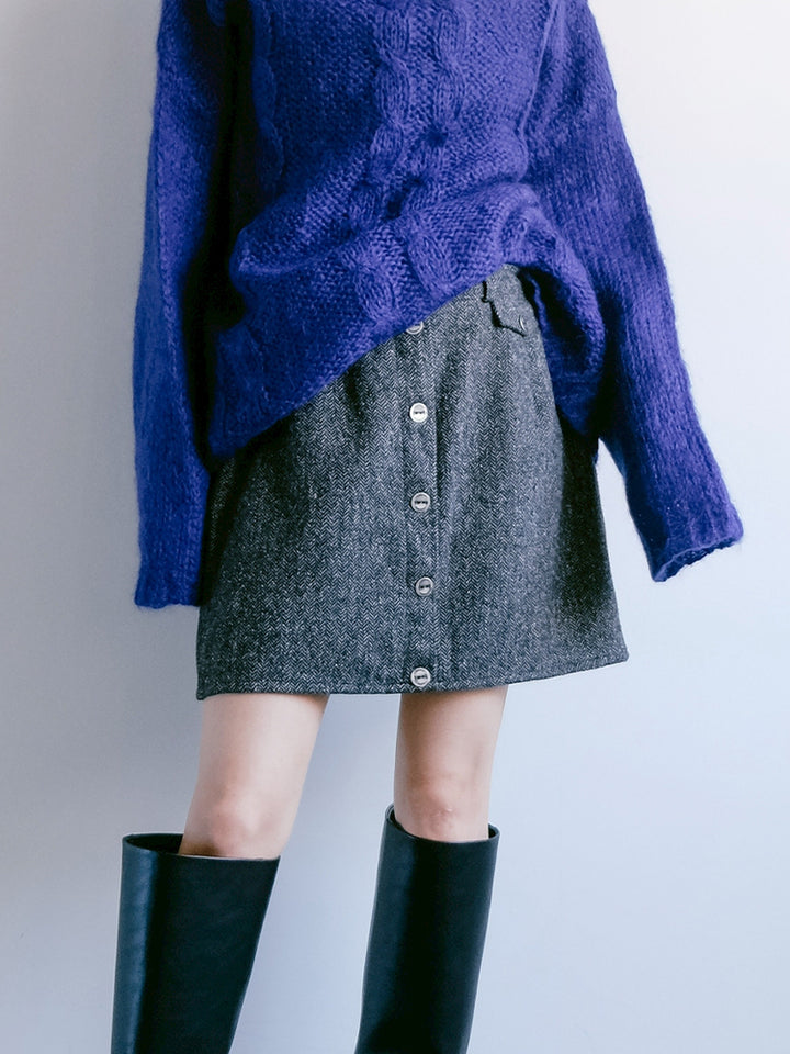 Tweed Button Skirt