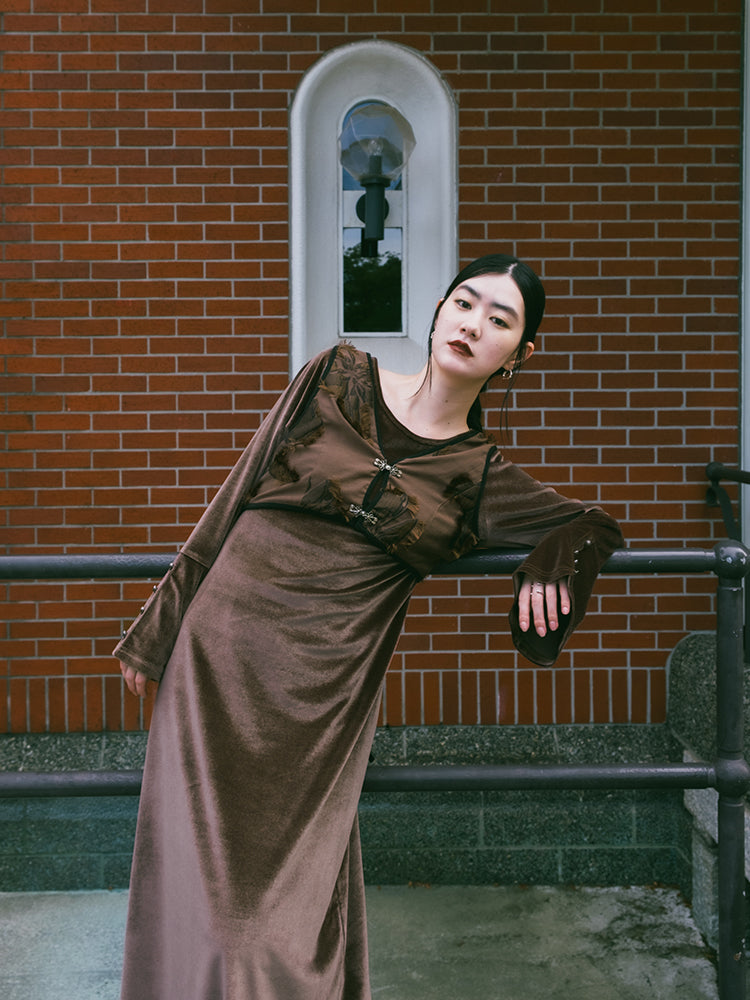 2way Vest Layered Velour Dress – MARTE