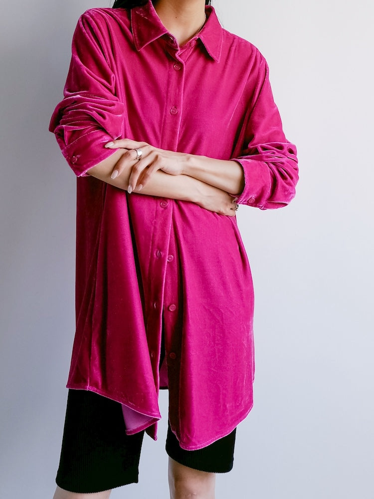 Fuchsia Velour Long Shirt