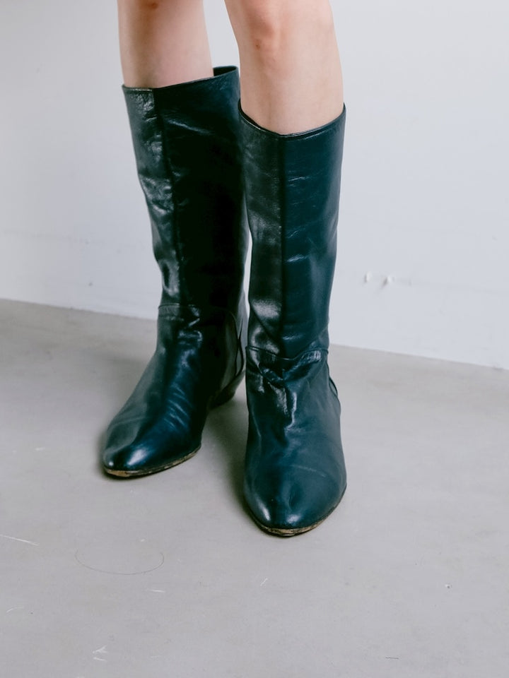 Moss Green Leather Boots