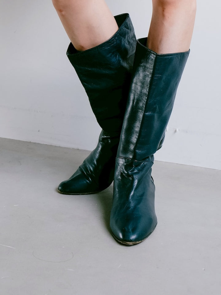 Moss Green Leather Boots