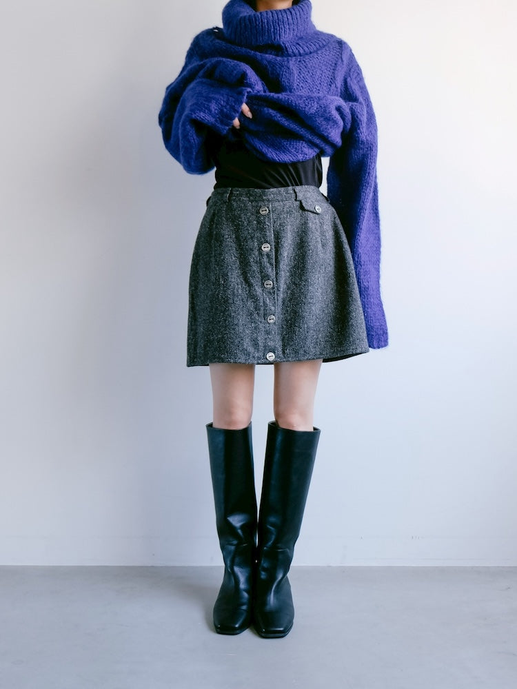 Tweed Button Skirt