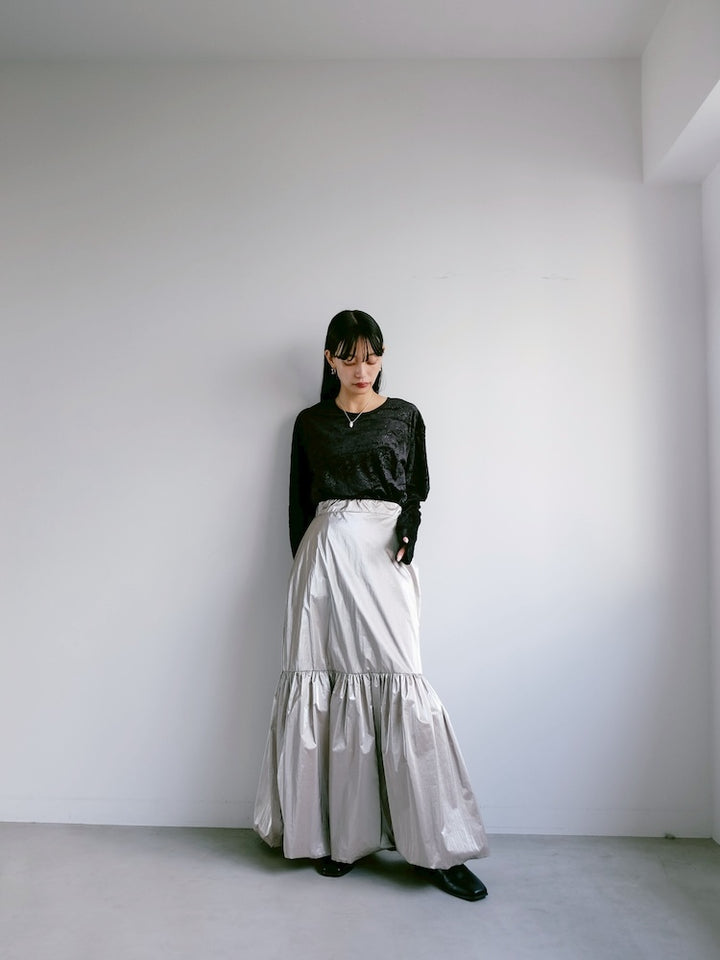 Black Flower Velour Tee