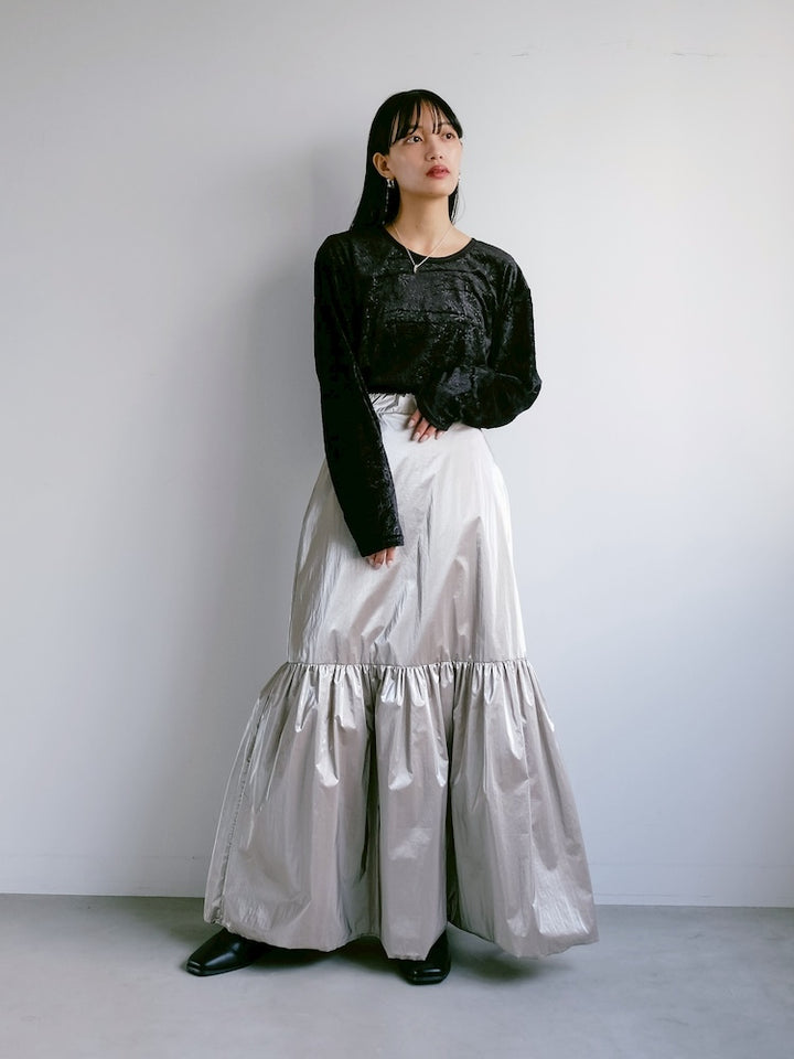 Black Flower Velour Tee