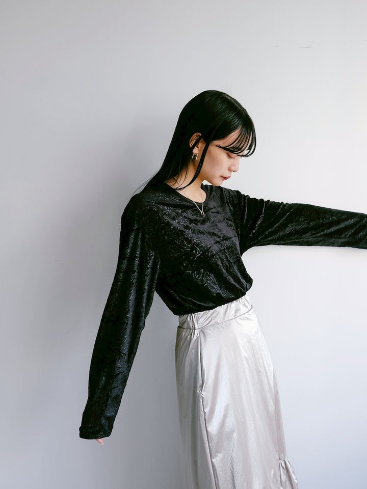 Black Flower Velour Tee