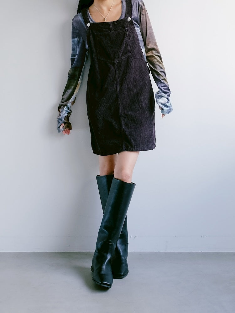 Corduroy Salopette / Black