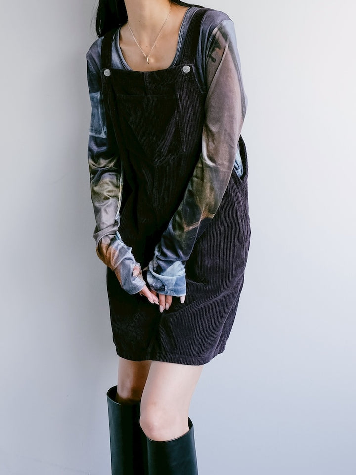Corduroy Salopette / Black