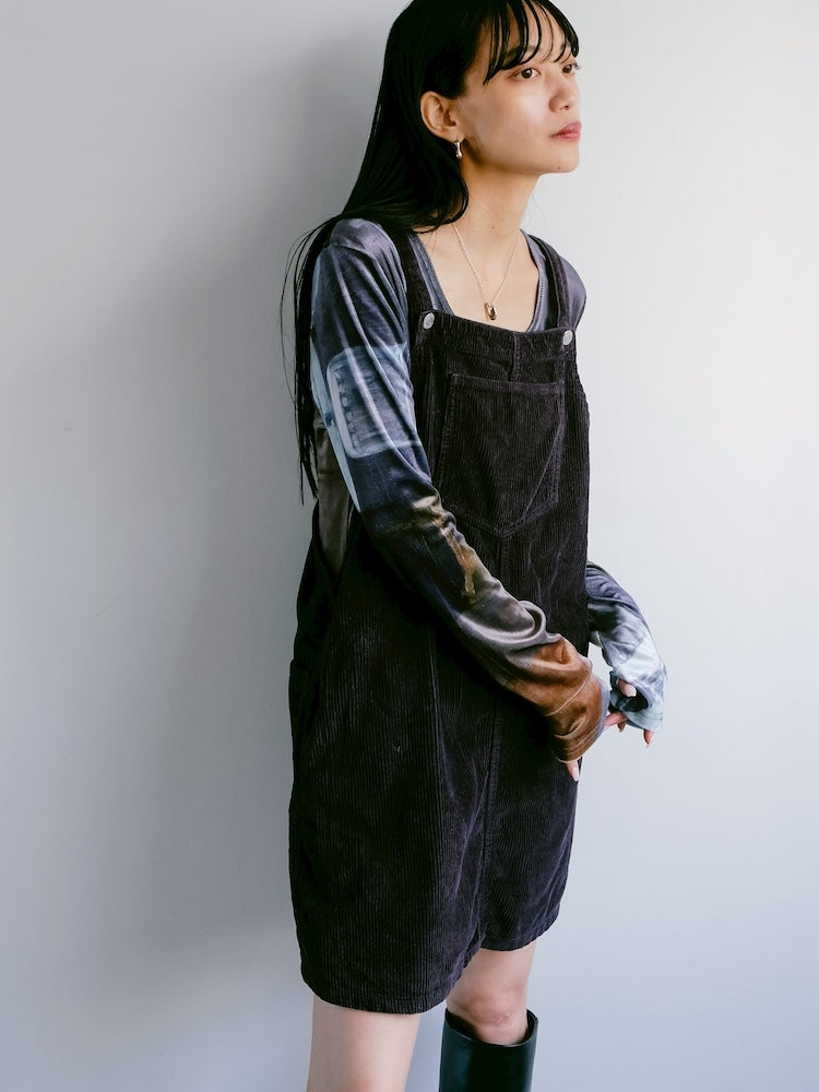 Corduroy Salopette / Black