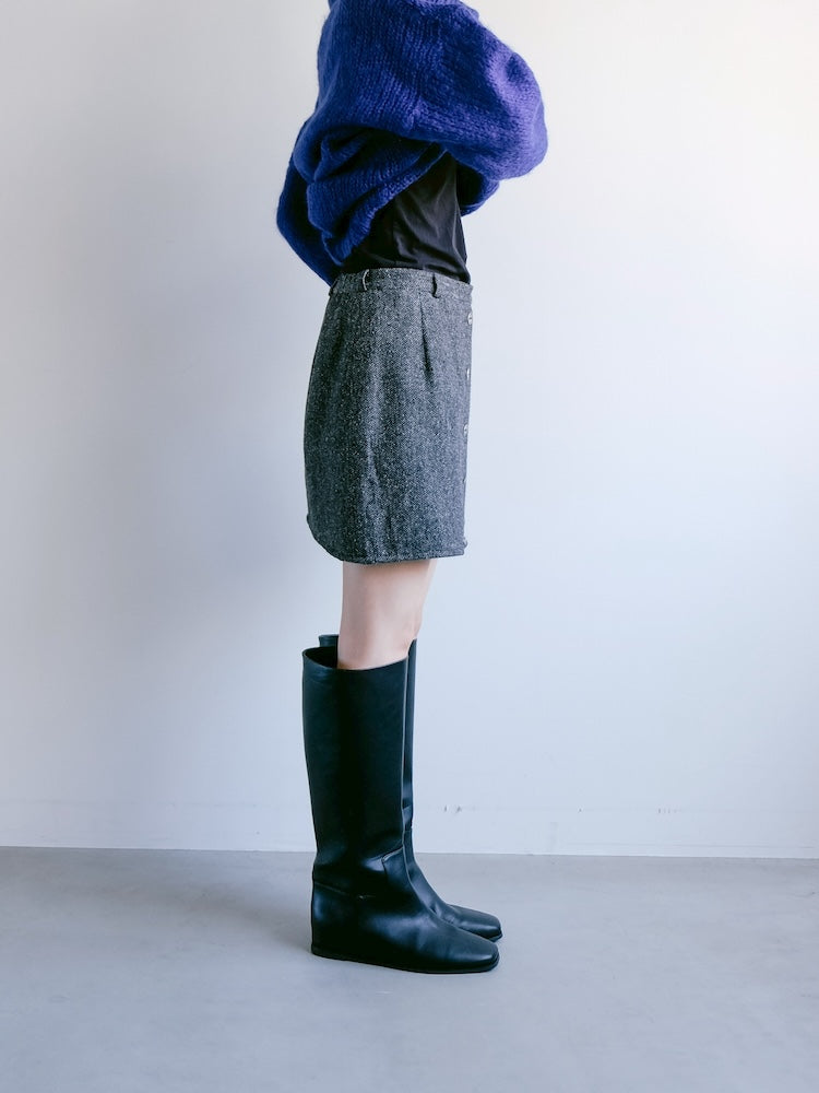 Tweed Button Skirt