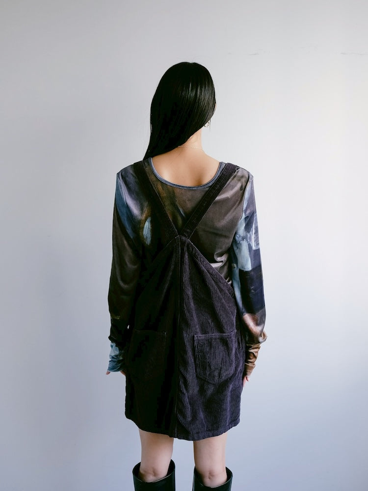 Corduroy Salopette / Black