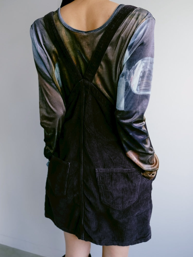 Corduroy Salopette / Black