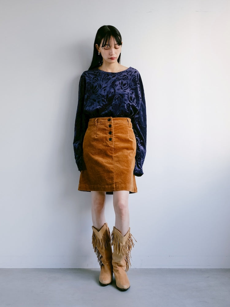 Camel Corduroy Mini Skirt