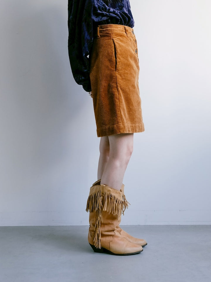 Camel Corduroy Mini Skirt