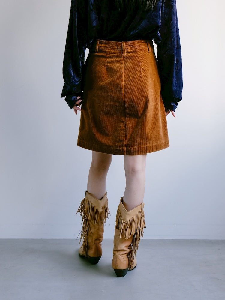Camel Corduroy Mini Skirt